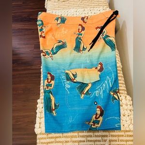 Men’s HANG TEN Trunks BOARD SHORTS Size 32 SWIMSUIT Hawaiian HULA GIRLS